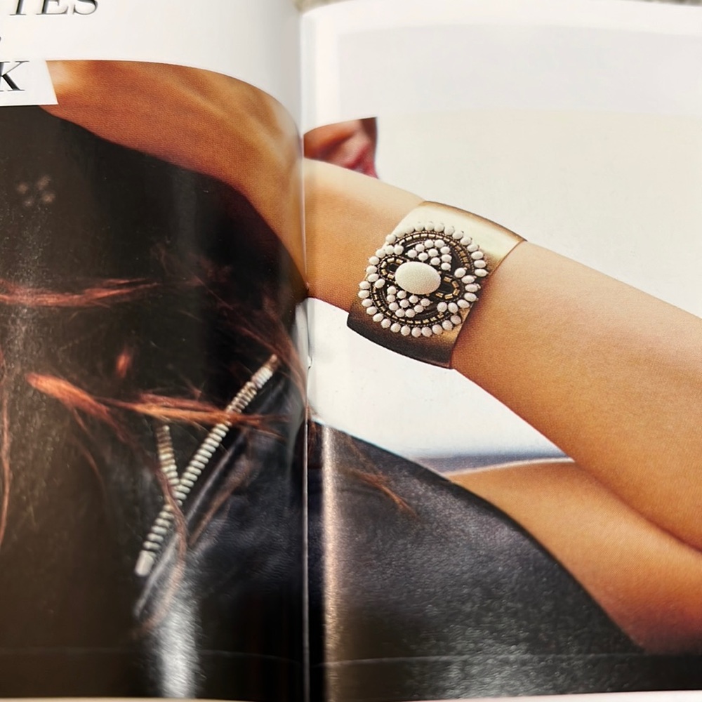 Gold plated cuff bracelet w stones- Stella and Dot